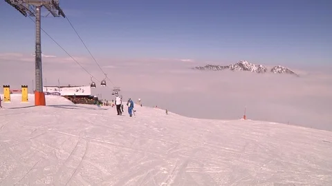 SKIERS WALK Stock Footage 121444690