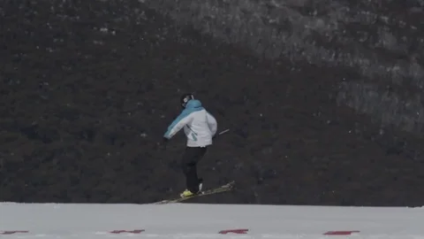 Skiier performs high jump. Stock Footage 81882407