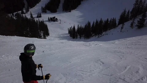 Skiier on the slopes Stock Footage 101860920