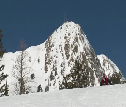Skiier without poles speeds down hill Stock Footage