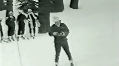 Skiing--From 1930's film Stock Footage