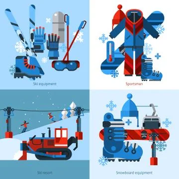 Skiing 2x2 Design Concept Stock Illustration