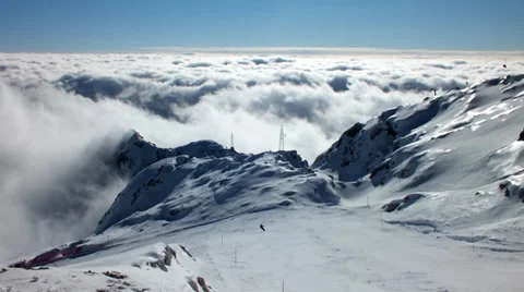Skiing. Above the Clouds Stock-Footage 37187059