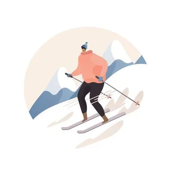 Skiing abstract concept vector illustration. イラスト素材