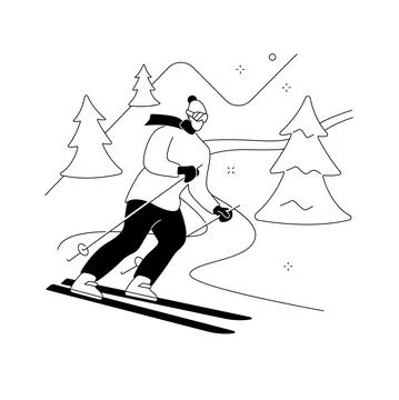 Skiing abstract concept vector illustration. イラスト素材