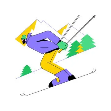 Skiing abstract concept vector illustration. イラスト素材