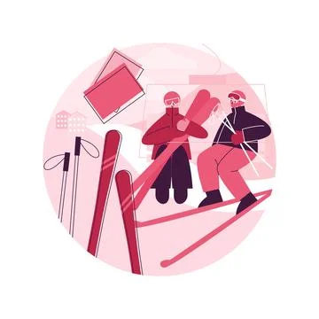 Skiing abstract concept vector illustration. イラスト素材