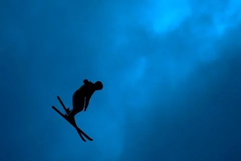 Skiing in the air Stock Photos
