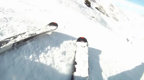 Skiing on alps Stock Footage 33299813