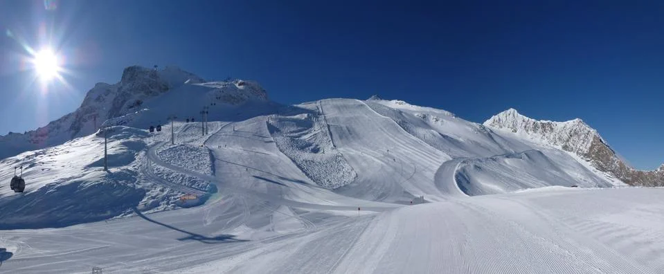 Skiing in Alps Stock Photos