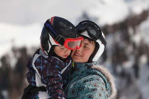 Skiing in the Alps. Stock Photos