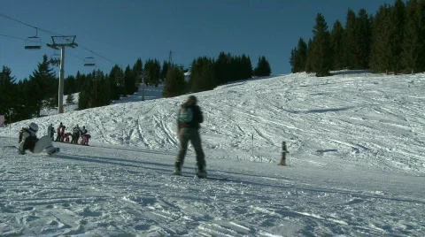Skiing and Snowboarding Stock Footage 303577