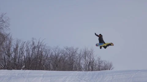 Skiing and snowboarding in the winter Stock Footage 72928838