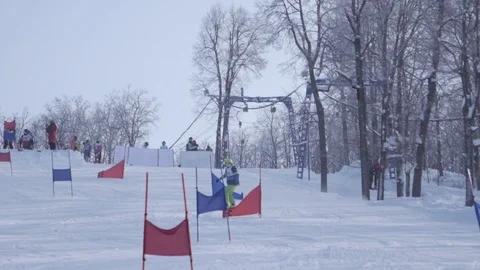 Skiing and snowboarding in the winter Stock Footage 72928868
