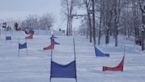 Skiing and snowboarding in the winter Stock Footage 72928874