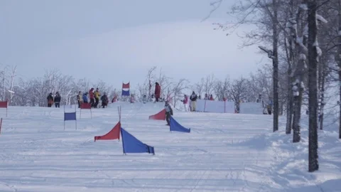 Skiing and snowboarding in the winter Stock Footage 72928879