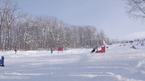 Skiing and snowboarding in the winter Stock Footage 72928882