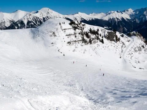Skiing area in the alps Stock Photos