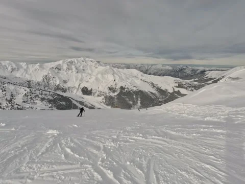 Skiing the Austrian Alpes: A 4K Experience Overlooking Zillertal Stock Footage 235844044