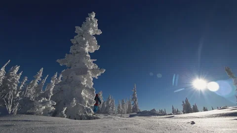 Skiing in a bright suit Stock Footage 139955982