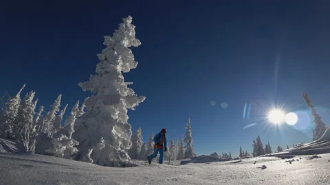 Skiing in a bright suit Stock Footage 139956237