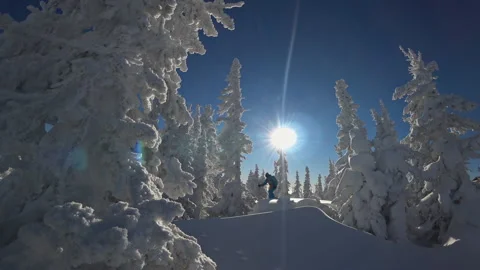 Skiing in a bright suit Stock Footage 139956307