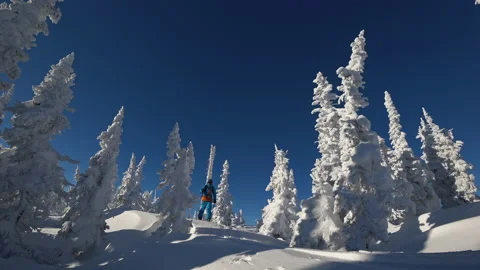 Skiing in a bright suit Stock Footage 139956575