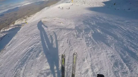 Skiing on a clear day in NZ Video stock 67411440