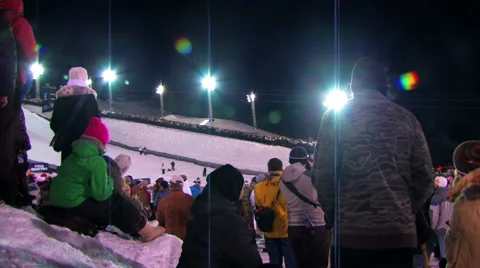 Skiing competition with big crowds. Video stock 52696711