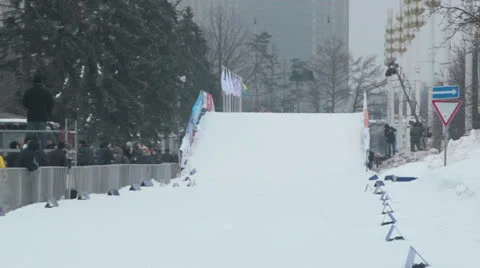 Skiing competition Stock Footage 23296289