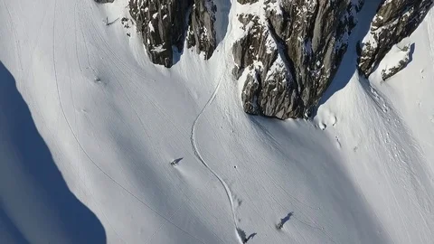 Skiing couloir Stock Footage 77618011