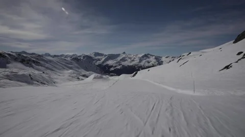 Skiing down at St-Luc 11 Stock Footage 236759334