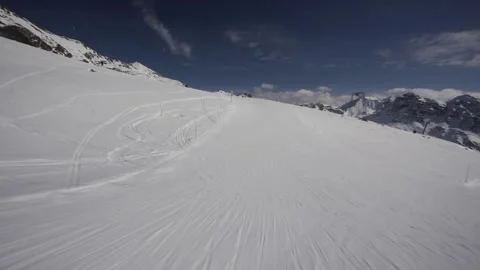 Skiing down at St-Luc 12 Stock Footage 236759343