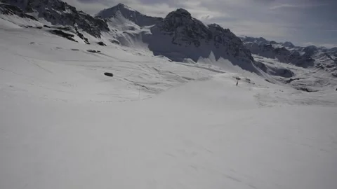 Skiing down at St-Luc 15 Stock Footage 236759349