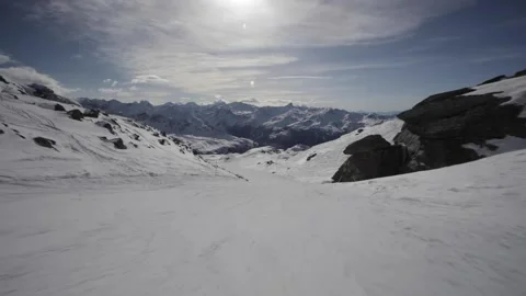 Skiing down at St-Luc 16 Stock Footage 236759352