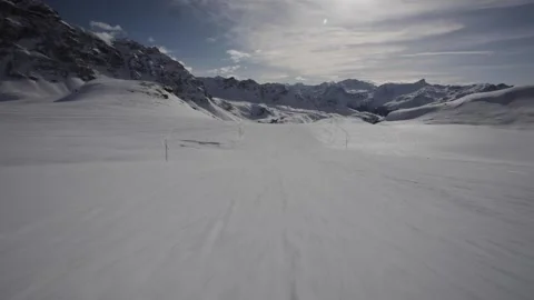 Skiing down at St-Luc 17 Touno Stock Footage 236759355