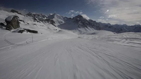Skiing down at St-Luc 18 Stock Footage 236759356