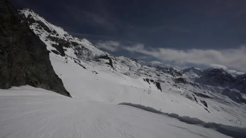 Skiing down at St-Luc 4 Stock Footage 236759310