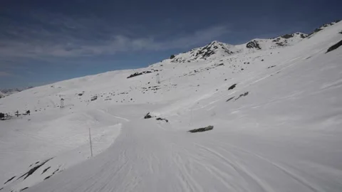 Skiing down at St-Luc 6 Stock Footage 236759320