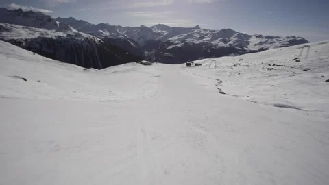 Skiing down at St-Luc 7 Stock Footage 236759322