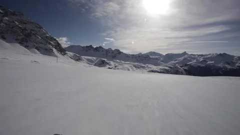 Skiing down at St-Luc 9 Touno Stock Footage 236759332