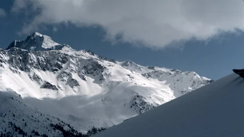 Skiing downhill cu 1 Stock Footage 128602018