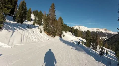 Skiing Downhill Panorame 2 Stock Footage