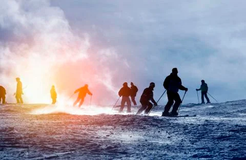 Skiing downhill Stock Photos