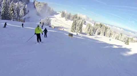 Skiing downhill piste Video stock 34457122