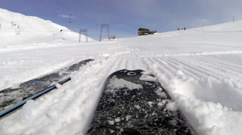 Skiing downhill rear view Stock Footage 36892927