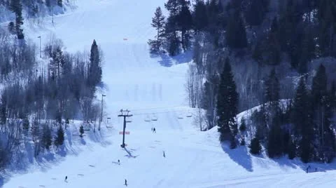 Skiing downhill at a resort Stock Footage 10818427