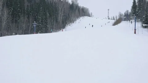 Skiing downhill in Russia Stock Footage 71177257