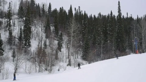 Skiing downhill in Russia Stock Footage 71178293