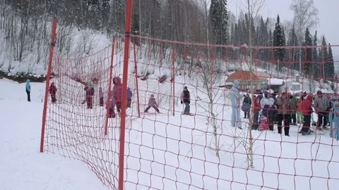 Skiing downhill in Russia Stock Footage 71179181